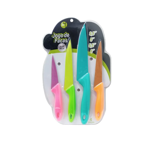 KIT DE FACAS 4 PÇS COLOR TAM 3,5'/5", 5"/ 6" HM