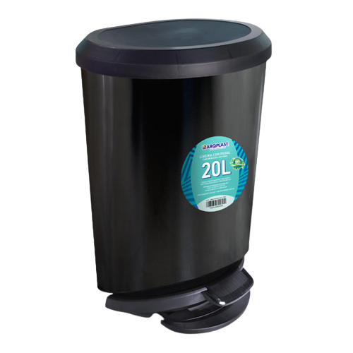 LIXEIRA C/ TAMPA E PEDAL 20 LTS PRETA