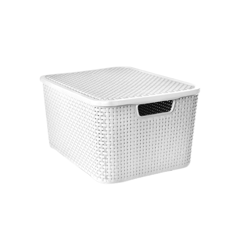 ORGANIZADOR RATTAN C/ TAMPA 07 BRANCO ARQPLAST
