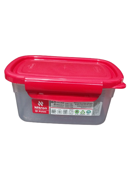 POTE C TRAVAS 460 ML VERMELHO NITRON RETANGULAR