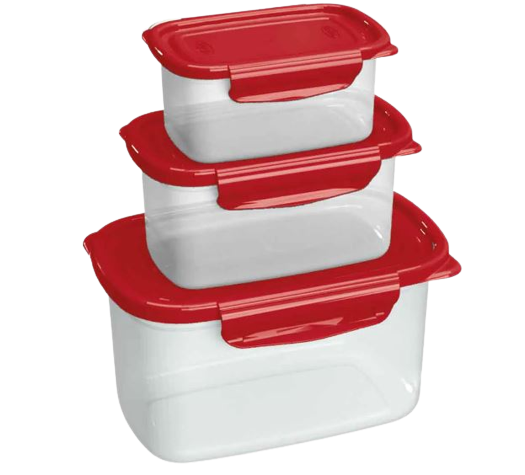 CONJ. POTES PMG C TRAVAS 3 PÇS 460ML/850ML/2,2LT NITRON RET. VERMELHO