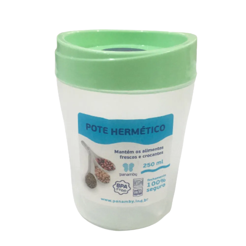 POTE HERMETRICO TAMPA VERDE C ROSCA 250 ML