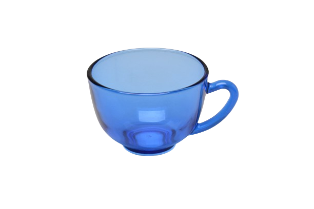 XICARA DE VIDRO AZUL LISO 225ML  SEM PIRES