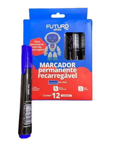 MARCADOR PERMANENTE RECARREGAVEL AZUL
