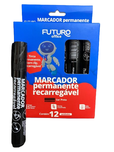 MARCADOR PERMANENTE RECARREGAVEL PRETO