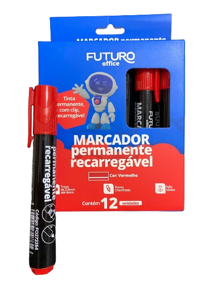 MARCADOR PERMANENTE RECARREGAVEL VERMELHO