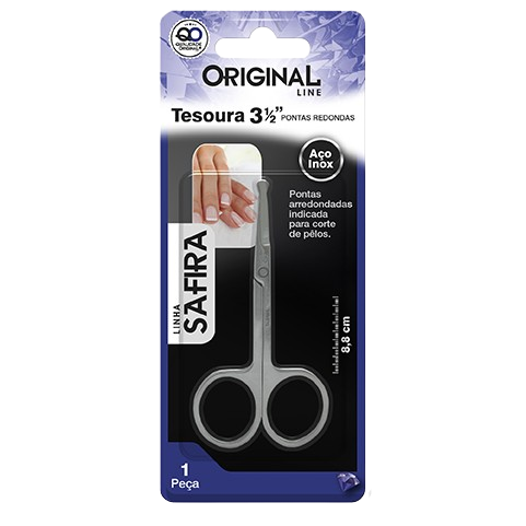 TESOURA 3 1/2 PONTA REDONDA SAFIRA