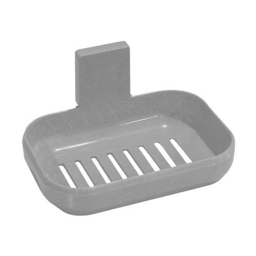 SABONETEIRA DE PAREDE CINZA COM SUPORTE ADESIVO