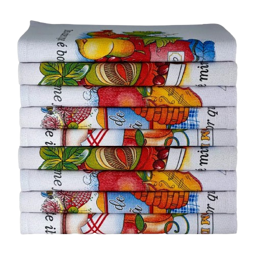 PANO DE PRATO 40x62 BRANCO DECORADO