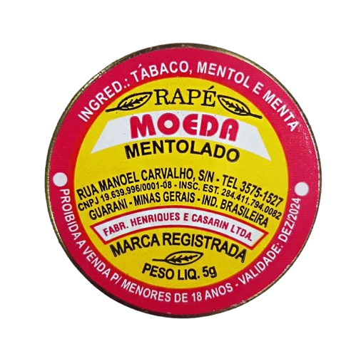 RAPÉ MOEDA MENTOLADO LATA 5g