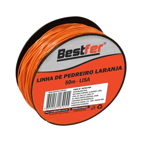 LINHA DE PEDREIRO LISA LARANJA 50M