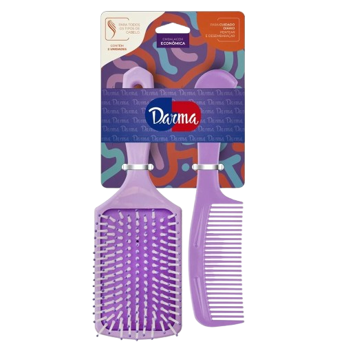 KIT LAVANDA ESCOVA OVAL M (PIN COLORIDO) + PENTE CABO LARGO