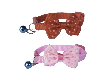 COLEIRAS DE NYLON C/ LACO ESTAMPADO CORES SORTIDAS FECHO E GUIZO 1 CM