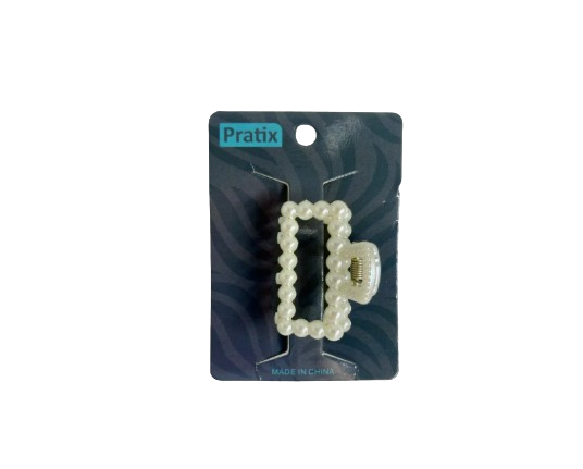 PRENDEDOR P/ CABELO PIRANHA ACRILICO DE PEROLA MODELO RETANGULAR VAZADA 3.8 CM