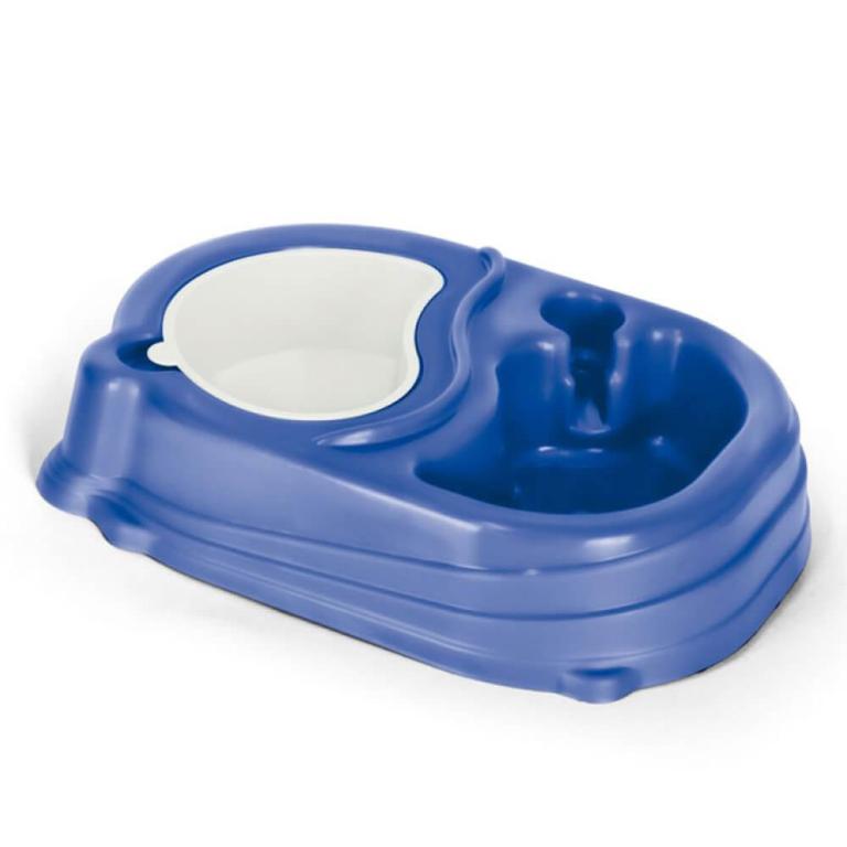 COMEDOURO DUPLO P/ CAES E GATOS N°02 AZUL