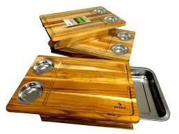 TABUA TECA MULT C/BAND C/2 POTES INOX 44X30X6,5