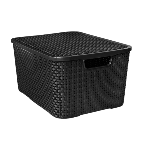 CESTO ORG.  RATTAN C/ TAMPA N°15 PRETO