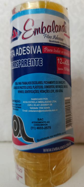 FITA ADESIVA 12X20MTS TRANSPARENTE