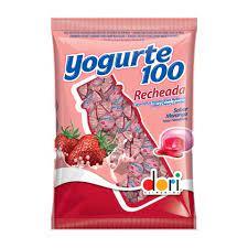 BALAS YOGURTE 100 600G RECHEADA MORANGO
