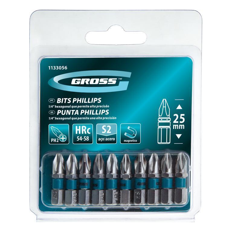 BITS PHILLIPS ENCAIXE 1/4 25 MM PTA 1/4 PH2 (10 PÇS) (REF. 1133056)