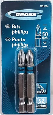 BITS PHILLIPS ENCAIXE 1/4 50MM PTA 1/4 PH1 (2 PÇS) (REF. 1135756) GROSS