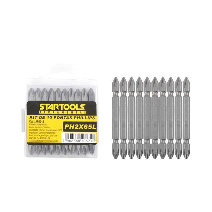 BITS PONTEIRA PHILLIPS PH2 X 65L COM (10PÇS) STARTOOLS