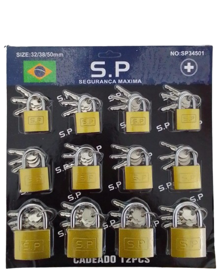 CADEADO CHAVE TETRA 32/38/50 (12PÇS) CANÃA