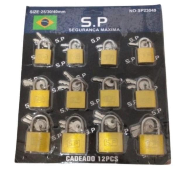 CADEADO SP 25/30/40 DOURADO (12PÇS) CANÃA