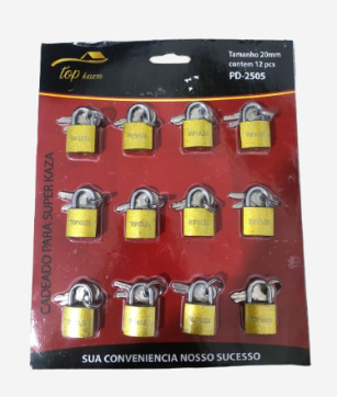 CADEADO TOP KAZA 20 MM CARTELA (12PÇS) CANAÃ