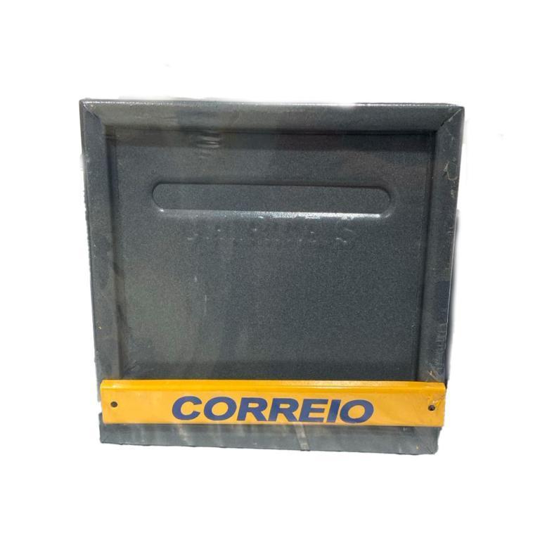 CAIXA DE CORREIO METAL HORIZONTAL COM MOLA CINZA