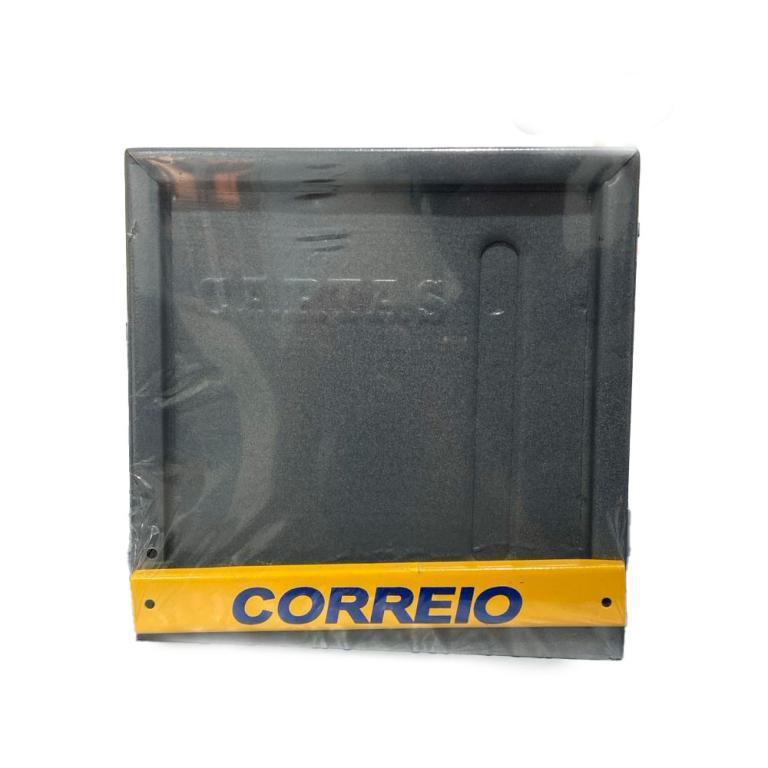 CAIXA DE CORREIO METAL P/ GRADE VERTICAL COM MOLA CINZA