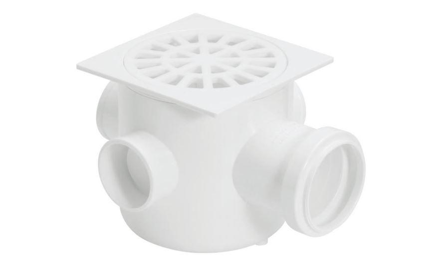 CAIXA SIFONADA QUADRADA 150X150X50MM BRANCA (REF.55017) GLOBAL