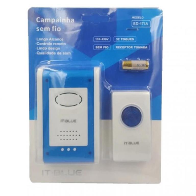 CAMPAINHA SEM FIO C/ CONT. REMOTO DIG. IT BLUE