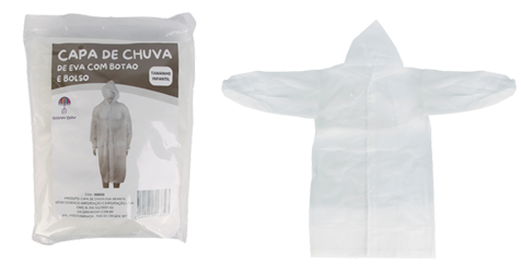 CAPA DE CHUVA EVA COM BOTAO E BOLSO INFANTIL ISTOK
