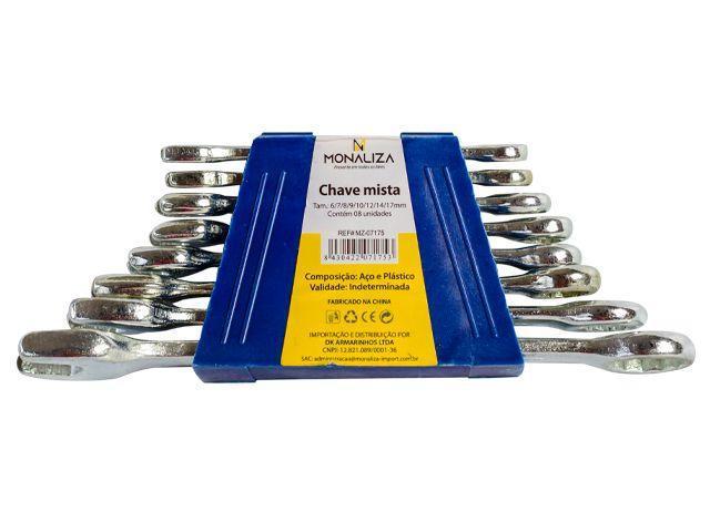CHAVE COMBINADA  (8 PÇS)  6/7/8/9/10/12/14/17 MONALIZA