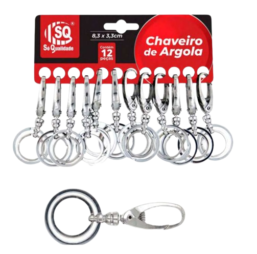 CHAVEIRO C/2 ARGOLAS METAL CART. (12 PÇS) SQ