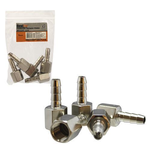 CONECTOR ESPIGAO FEMEA NPT 1/4-1/4 - 5PCS BESTFER