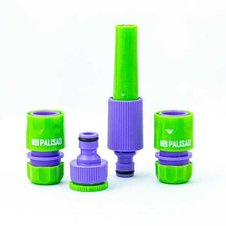 CONEXAO PARA MANGUEIRA, ENCAIXE 1/2POL., 1 ESGUICHO, 2 ENGATES, 1 CONECTOR, 4PCS // PALISAD