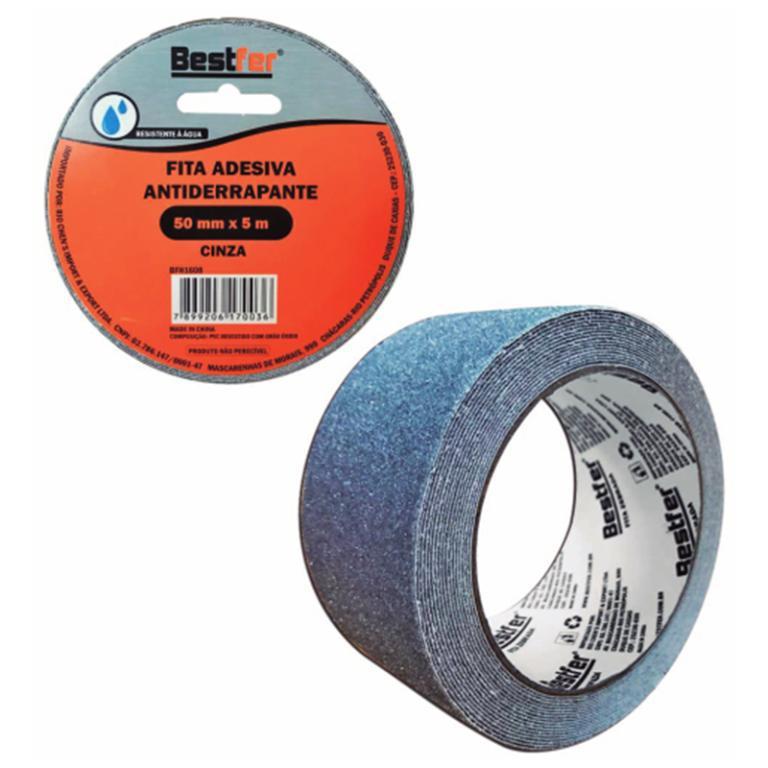 FITA ADESIVA ANTIDERRAPANTE CINZA 50MMX5M BESTFER
