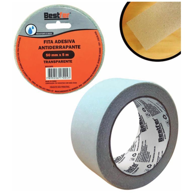 FITA ADESIVA ANTIDERRAPANTE TRANSPARENTE 50MMX5M BESTFER
