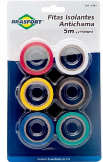 FITA ISOLANTE ANTICHAMA 5M 19MM COLORIDA BRASFORT