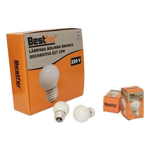 LAMPADA BOLINHA BRANCA DECORATIVA E27 15W 220V BESTFER