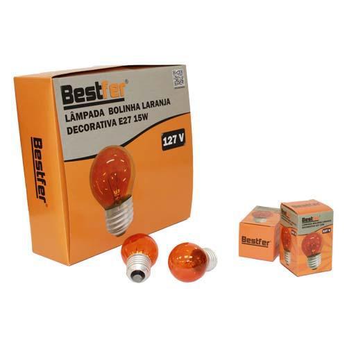 LAMPADA BOLINHA LARANJA DECORATIVA E27 15W 127V BESTFER