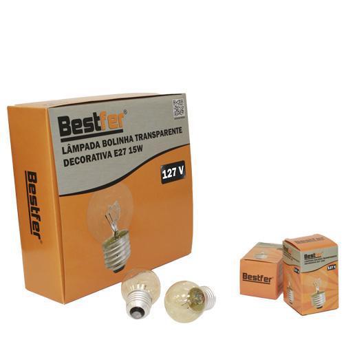 LAMPADA BOLINHA TRANSPARENTE DECORATIVA E27 15W 127V BESTFER