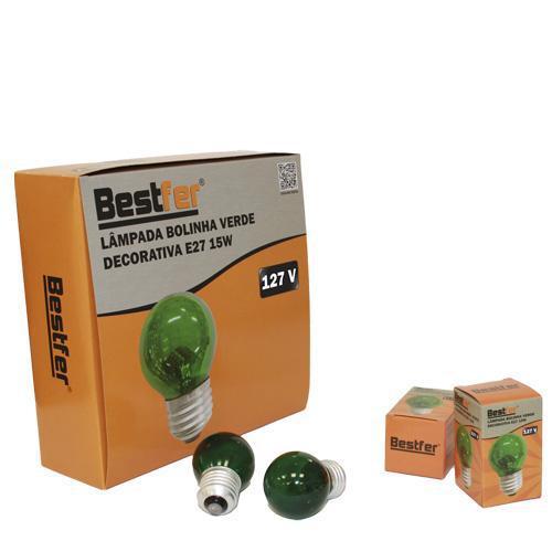 LAMPADA BOLINHA VERDE DECORATIVA E27 15W 127V BESTFER