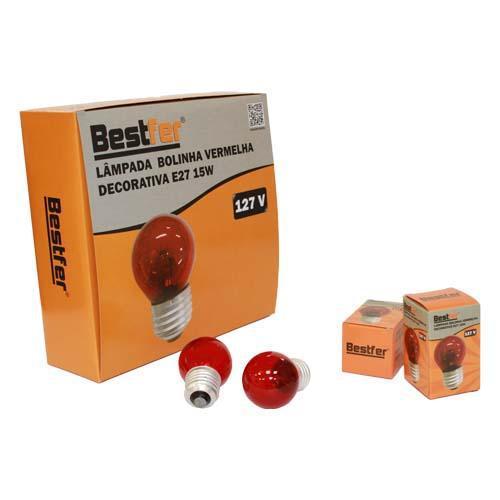 LAMPADA BOLINHA VERMELHA DECORATIVA E27 15W 127V BESTFER