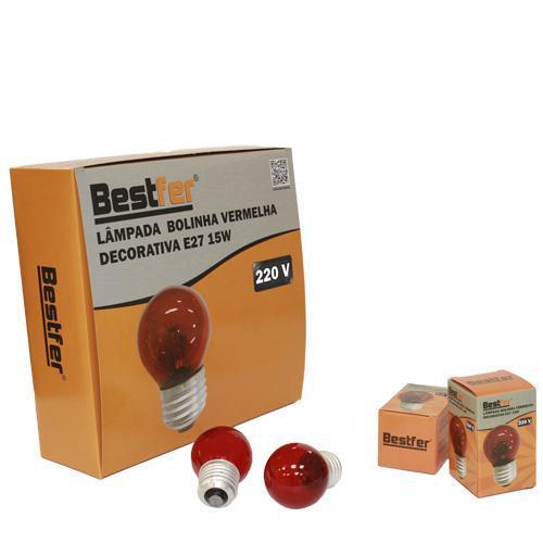 LAMPADA BOLINHA VERMELHA DECORATIVA E27 15W 220V BESTFER