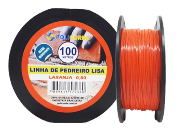 LINHA DE PEDREIRO LISA - 100M LARANJA POLICORDA