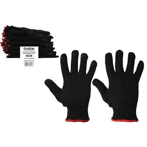 LUVA MALHA TRICOTADA 4 FIOS C/PIGMENTO PRETA G/8  BESTFER