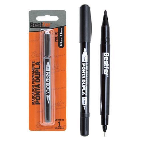MARCADOR PERMANENTE PONTA DUPLA 0,5MM/1MM - PRETO BESTFER